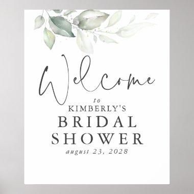 Watercolor Greenery Silver Leaves Welcome Sign