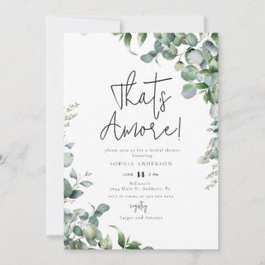 Watercolor Greenery That's Amore! Bridal Shower Invitations