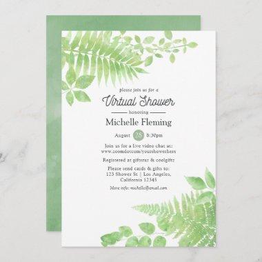Watercolor Greenery Virtual Bridal or Baby Shower Invitations