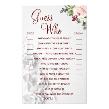 Watercolor Guess Who Bridal shower game Invitations Flyer