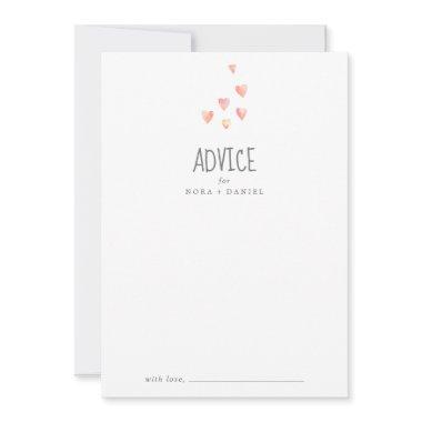 Watercolor Hearts Girl Baby Shower Advice Card