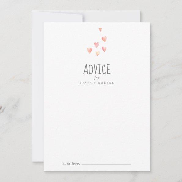 Watercolor Hearts Girl Baby Shower Advice Card