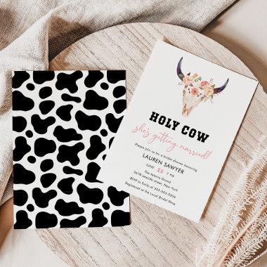 Watercolor Holy Cow Western Cowgirl Bridal Shower Invitations