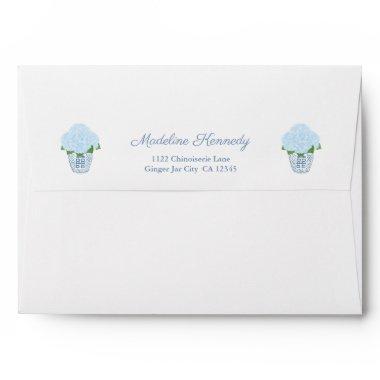 Watercolor Hydrangeas Chinese Pottery Vase Envelope