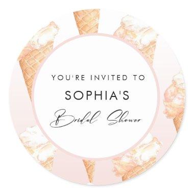 Watercolor Ice Cream Bridal Shower Envelope Seals