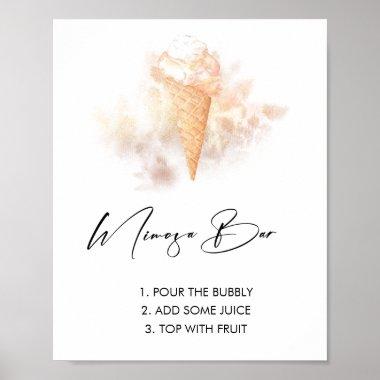 Watercolor Ice Cream Bridal Shower Mimosa Bar Sign