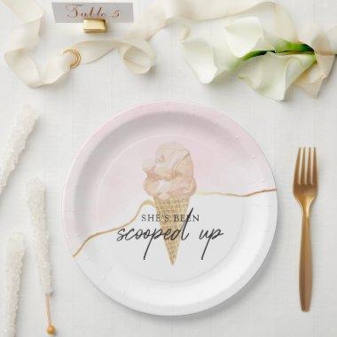 Watercolor Ice Cream Bridal Shower Paper Plates
