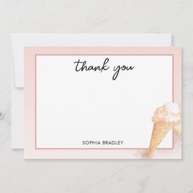 Watercolor Ice Cream Bridal Shower Thank You Invitations