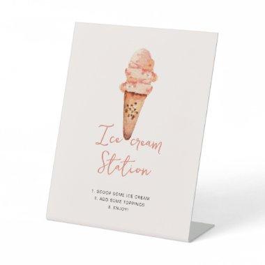 Watercolor Ice Cream station/bar Pedestal Sign