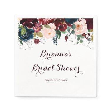Watercolor Illustrated Calligraphy Bridal Shower Napkins