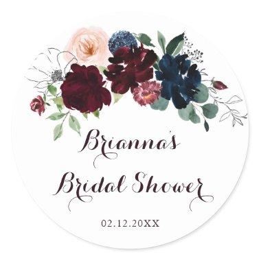 Watercolor Illustrated Fall Bridal Shower Favor Classic Round Sticker