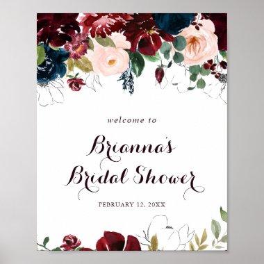 Watercolor Illustrated Fall Bridal Shower Welcome Poster