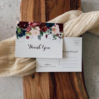 Watercolor Illustrated Fall Floral Thank You PostInvitations