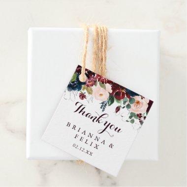 Watercolor Illustrated Fall Floral Wedding Favor Tags