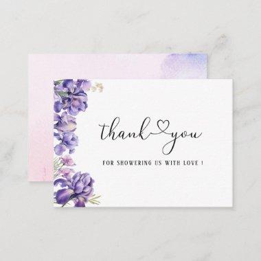 Watercolor Iris Lilac Flower Bridal shower Note Invitations