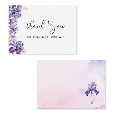 Watercolor Iris Lilac Flower Bridal shower Note Invitations