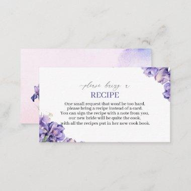 Watercolor Iris Lilac Flowers Recipe Invitations bridal s