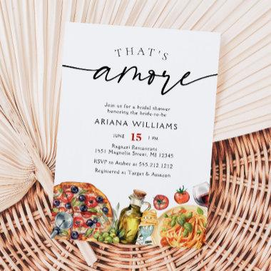 Watercolor Italian That's Amore Bridal Shower Invitations