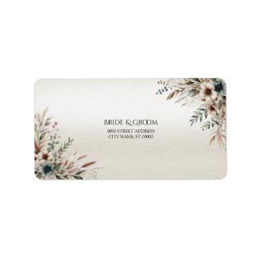 Watercolor Ivory Blue Flowers Address Label
