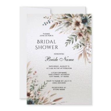 Watercolor Ivory Blue Flowers