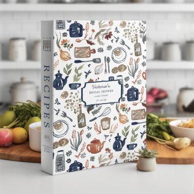 Watercolor Kitchen Utensils |  Recipe 3 Ring Binder