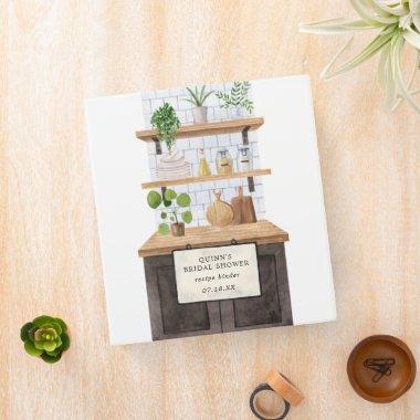 Watercolor Kitchen Utensils | Bridal Shower Recipe 3 Ring Binder