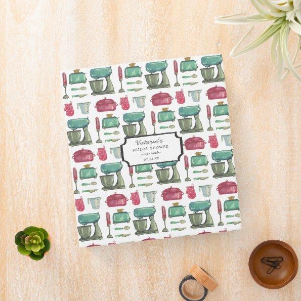 Watercolor Kitchen Utensils |  Recipe 3 Ring Binder
