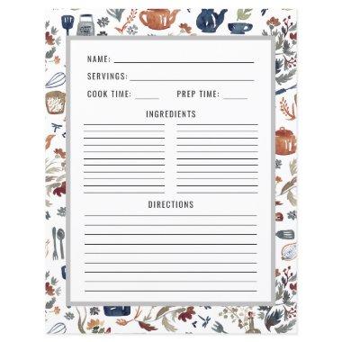 Watercolor Kitchen Utensils | Recipe Binder Page