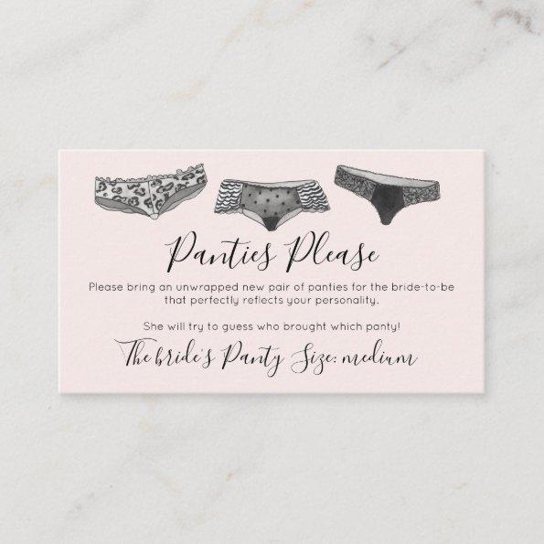 Watercolor Lace Lingerie Panty Game Bridal Shower Enclosure Invitations