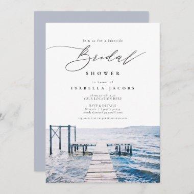 Watercolor Lakeside Lake Bridal Shower Invitations