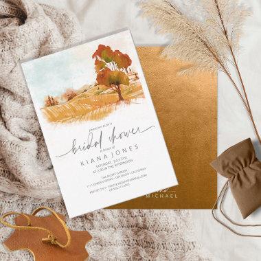 Watercolor Landscape Bridal Shower Autumn ID786 Invitations
