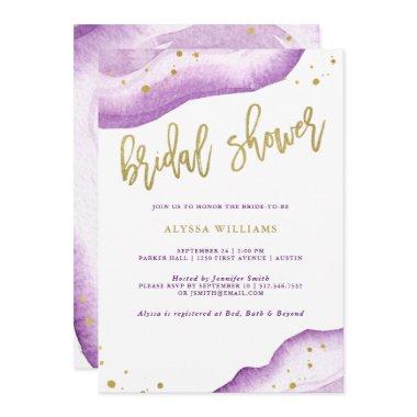 Watercolor Lavender and Gold Geode