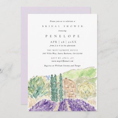 Watercolor Lavender Fields Bridal Shower Invitations