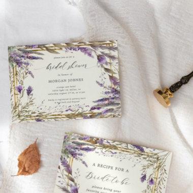 Watercolor Lavender Floral Regal Bridal Shower Invitations