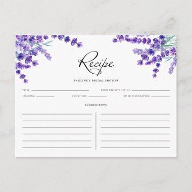 Watercolor Lavender Flowers Spring Recipe Invitations