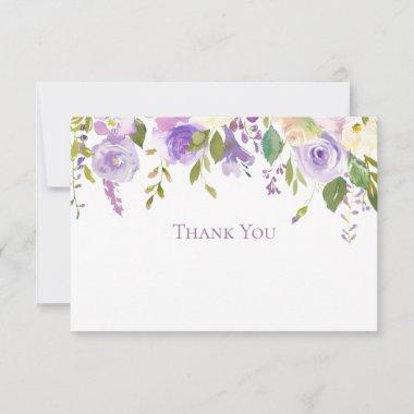 Watercolor Lavender Garden Flowers Thank You