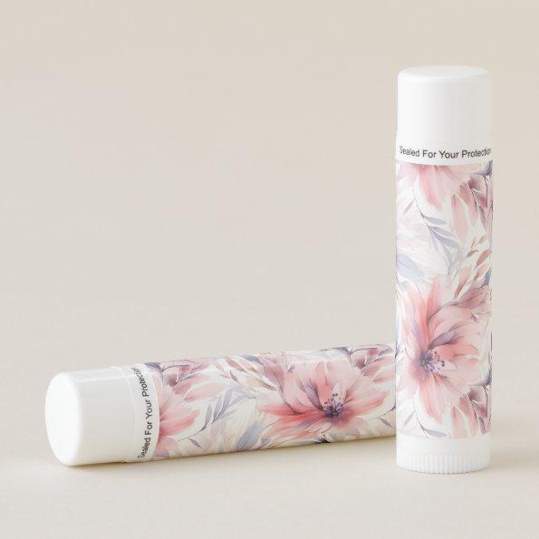 Watercolor Lavender Pink Pastel Flowers Spring Lip Balm