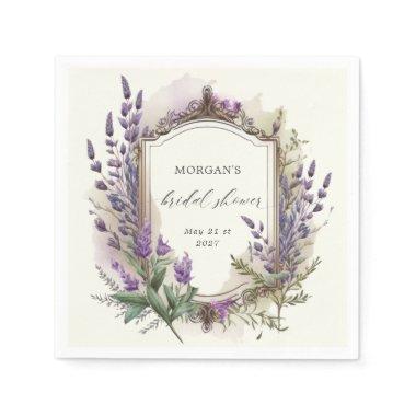 Watercolor Lavender Regal Bridal Shower Napkins
