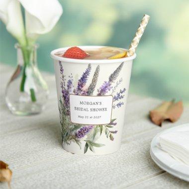 Watercolor Lavender Regal Bridal Shower Paper Cups