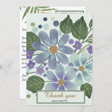Watercolor Leaves 03 Bridal Shower Thank You Invitations