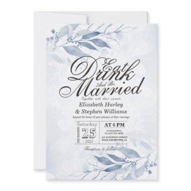 Watercolor Leaves EAT Drink & Be Married Wedding