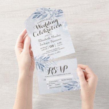 Watercolor Leaves Flowers Botanical Wedding RSVP A All In One