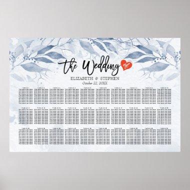 Watercolor Leaves Flowers Wedding Seating Chart