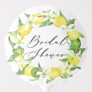 Watercolor Lemon Blossoms Wreath Bridal Shower Balloon