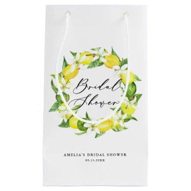 Watercolor Lemon Blossoms Wreath Bridal Shower Small Gift Bag
