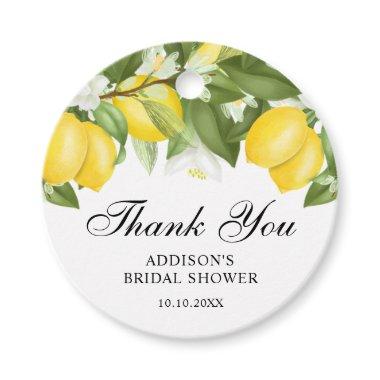 Watercolor Lemon Bouquet Bridal Shower Thank You Favor Tags