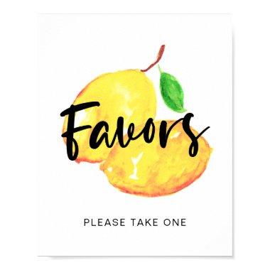 watercolor lemon bridal shower favors sign simple