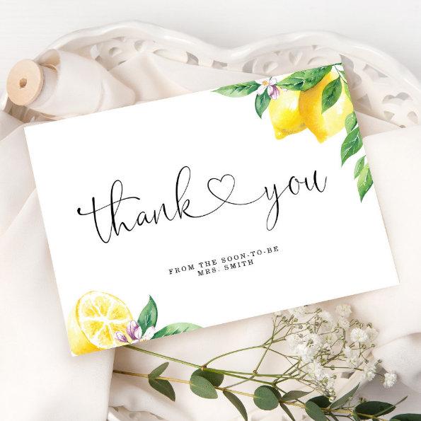 Watercolor lemon bridal shower thank you Invitations