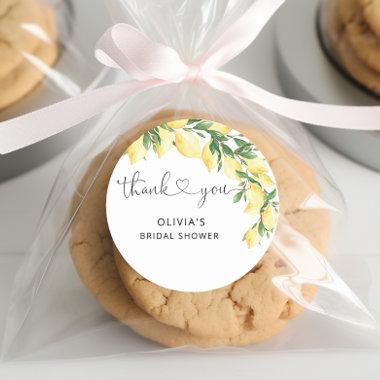 Watercolor Lemon Bridal Shower Thank You Classic Round Sticker