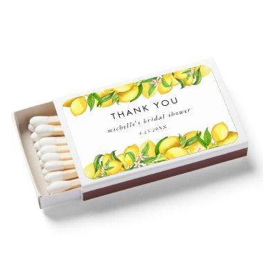Watercolor Lemon Bridal Shower Thank You Matchboxes